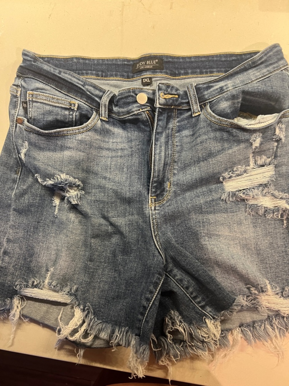 Judy Blue Distressed Light Blue Denim Cutoff Shorts